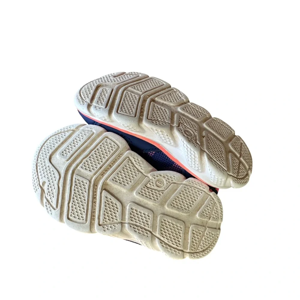 Kids Navy Blue Pink Athletic Sneakers Hook and Loop Running Shoes Toddler Size 6